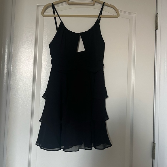 Michael Costello x Revolve Ariana Tiered Ruffle Black Mini Dress - Picture 3 of 5